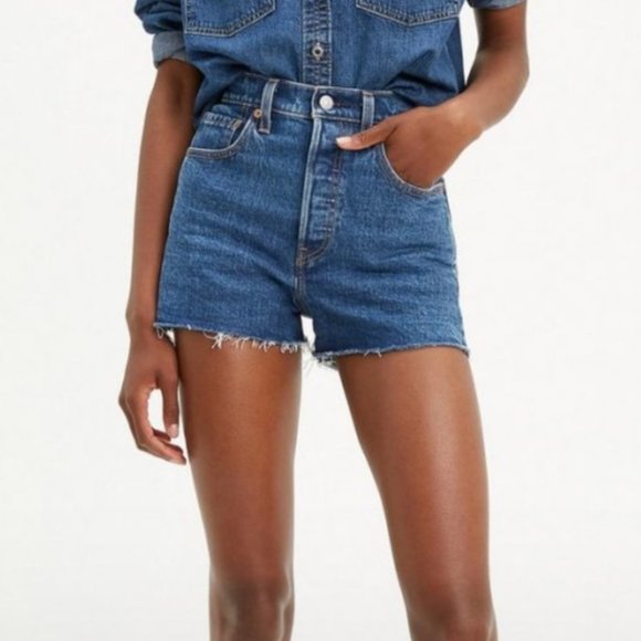Levi's 511 Raw Hem High Rise Denim Shorts